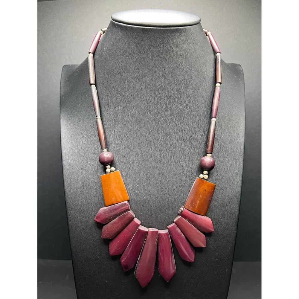 Vintage Wooden Tribal Collar Necklace